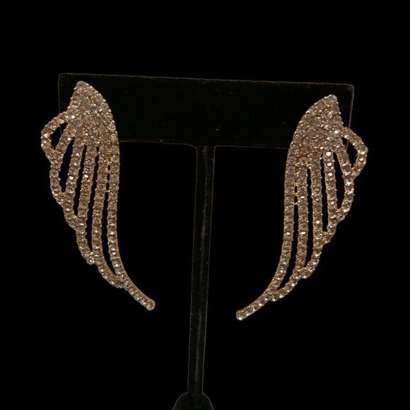 Pink Gold Angel Wing Earrings - Picture 1 of 7